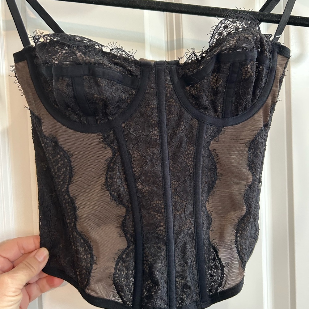Urban Outfitters Black Sheer Lace Bustier